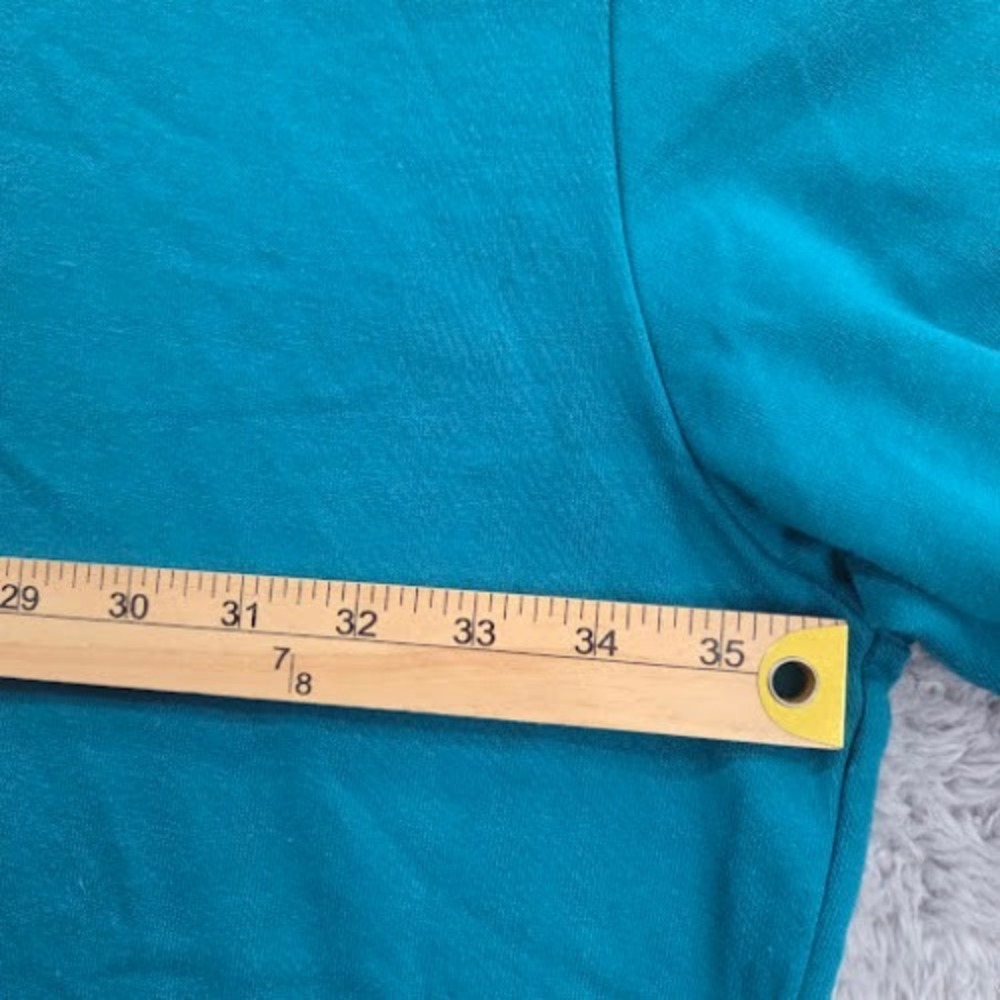 Roamans Fleece Zip Front Hoodie Tunic Women's 5X Teal Plus Size Long Sleeve - Picture 6 of 9